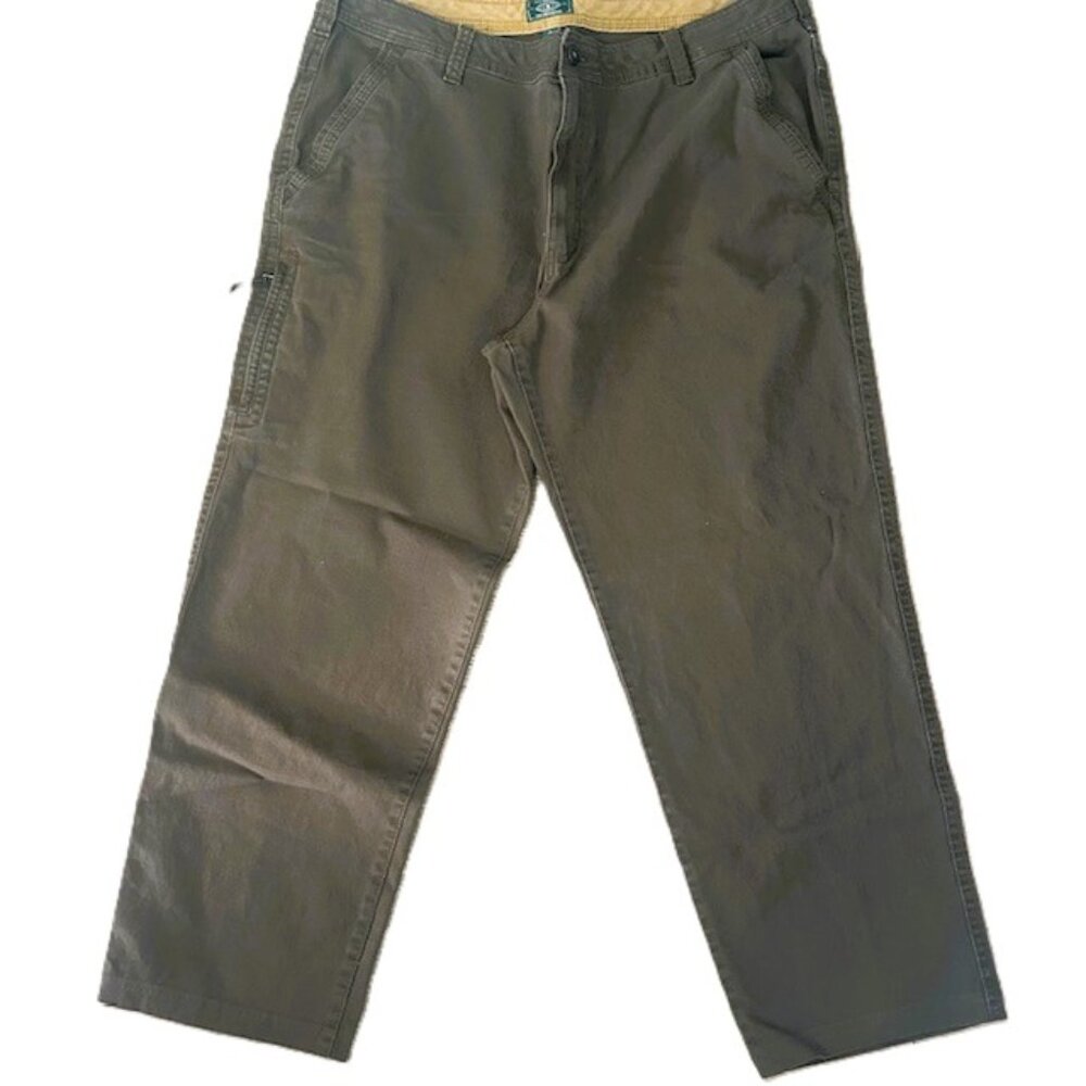 GH Bass & Co Workwear Mens Pants 42/32 Olive Green Brown Sportswear Relaxed Fit